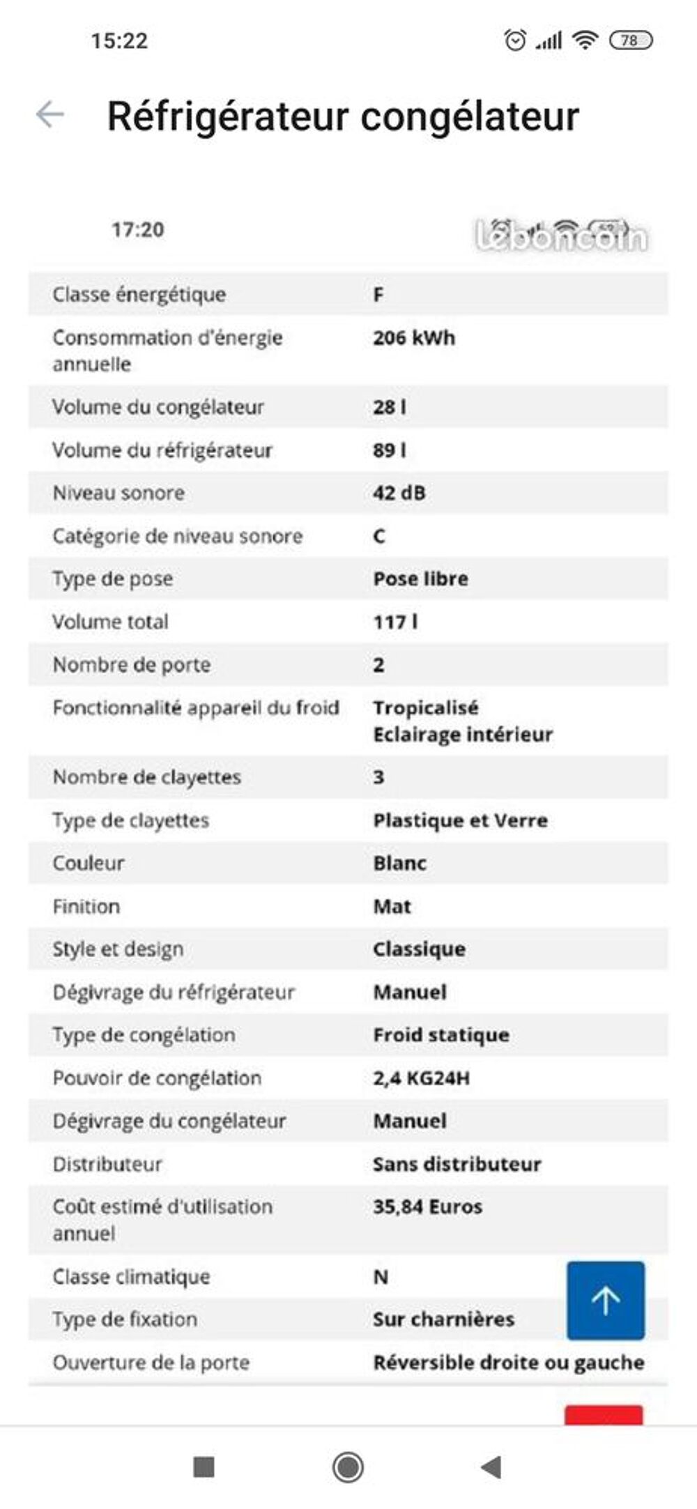 R&eacute;frig&eacute;rateur cong&eacute;lateur Proline Electroménager