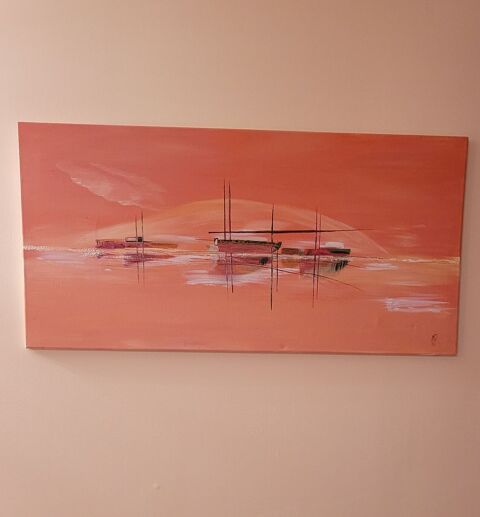 copie tableau huile sur toile  bateaux 48 x 103 100 Arcangues (64)