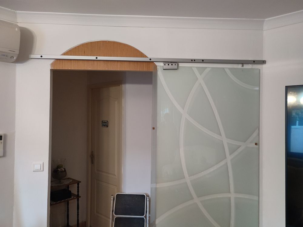 porte coulissante en verre tremp&eacute; 205 x 93 cm Bricolage
