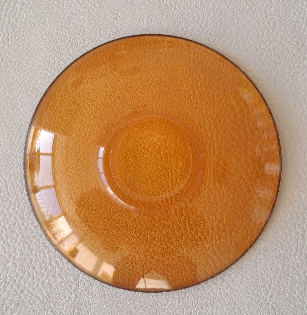 Lot de 3 soucoupes &agrave; caf&eacute; en verre color&eacute; jaune duralex Cuisine
