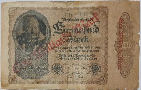 Billet allemand du 15 D�cembre 1922. 50 Vallon-en-Sully (03)