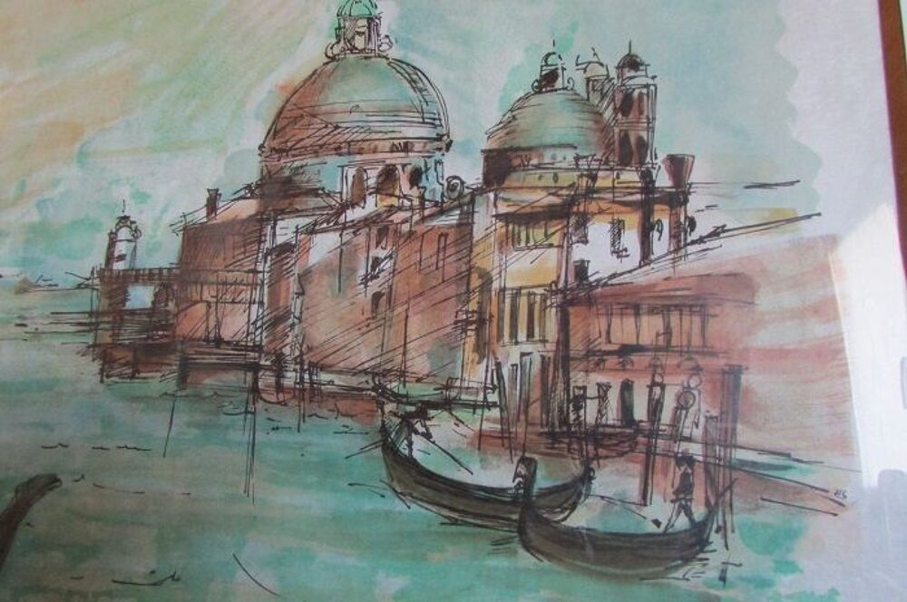 Lithographie originale de Venise par Jean Pradel Dcoration