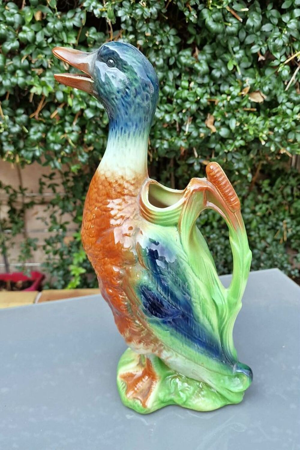 Authentique vase pichet canard St Cl&eacute;ment num&eacute;rot&eacute; 