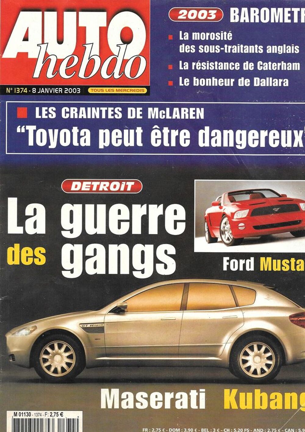 AUTO HEBDO n&deg;1374 2003 CATERHAM R300 Dakar Salon Detroit Livres et BD