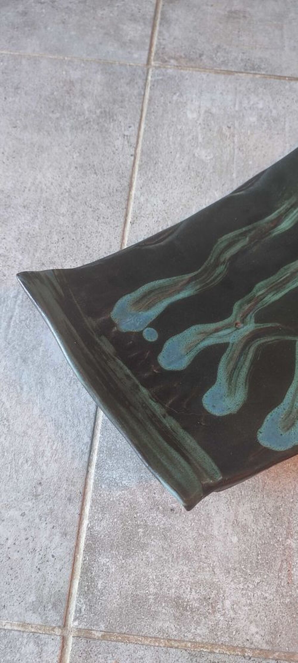 Grande coupe sign&eacute;e en gr&egrave;s d'atelier fran&ccedil;ais ann&eacute;es 60-70 