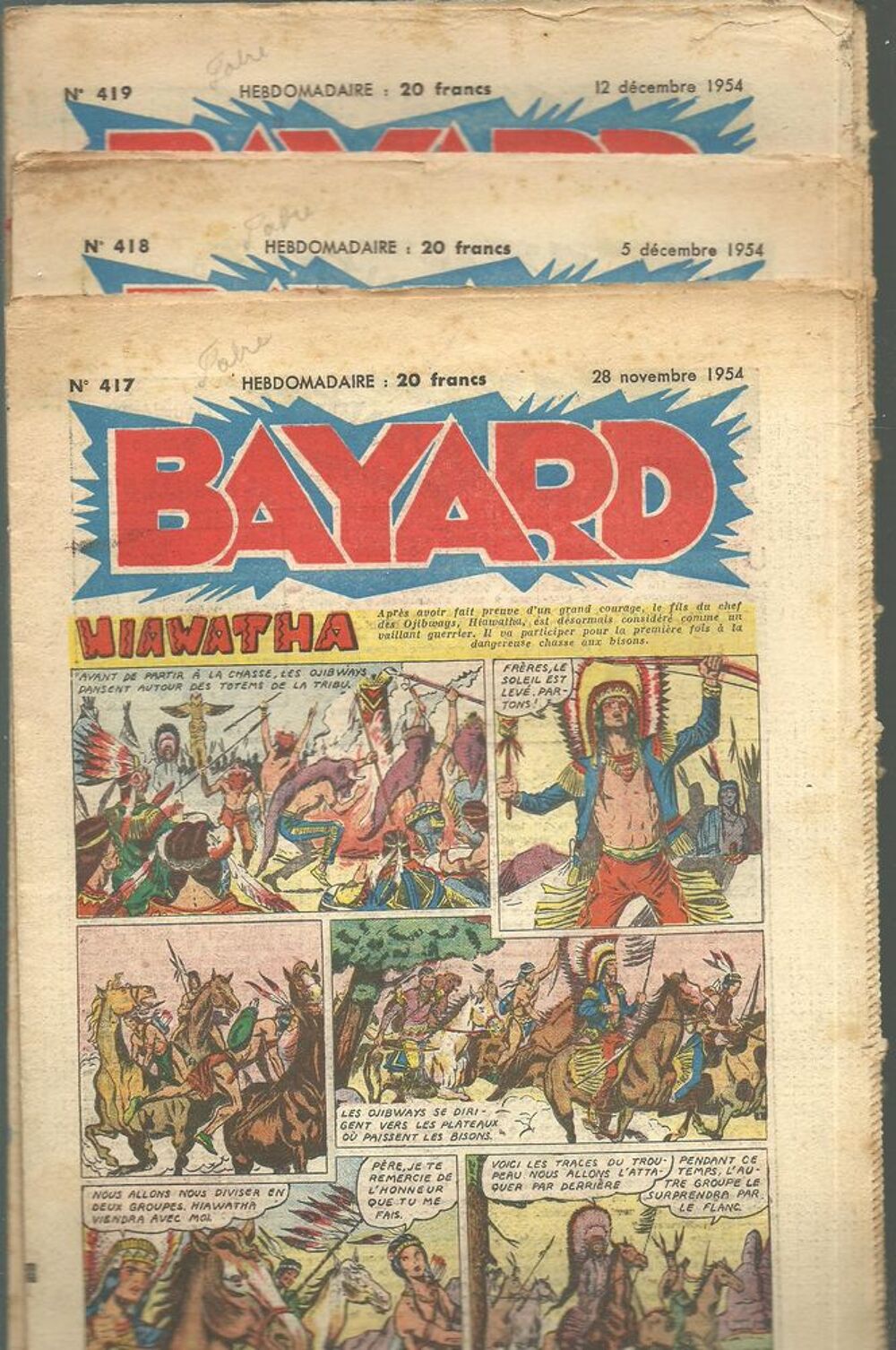 BAYARD HIAWATHA, une histoire d'indiens 20 Num&eacute;ros du 411 au 433 Livres et BD