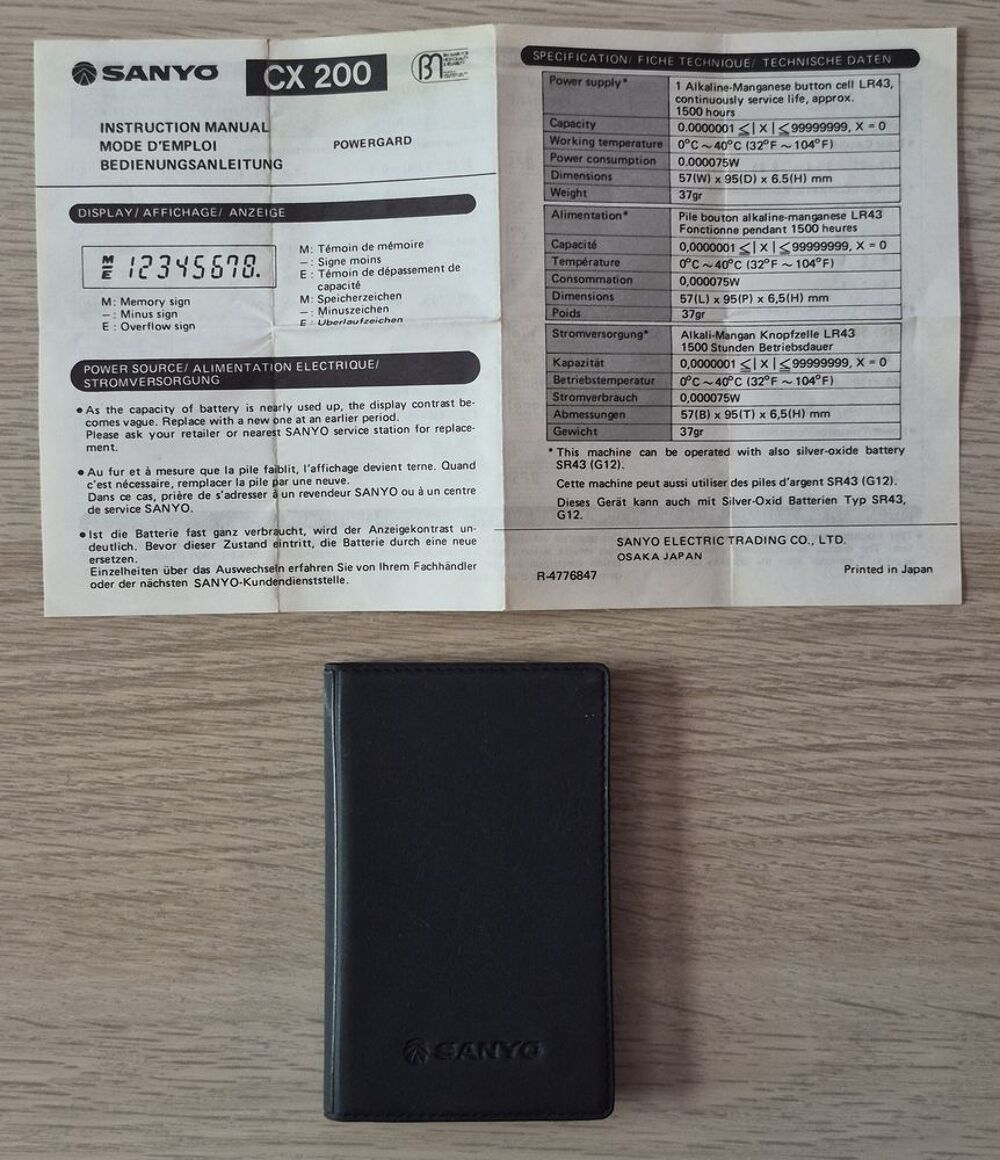 SANYO CX-200 Calculatrice de poche vintage 1984 Matériel informatique