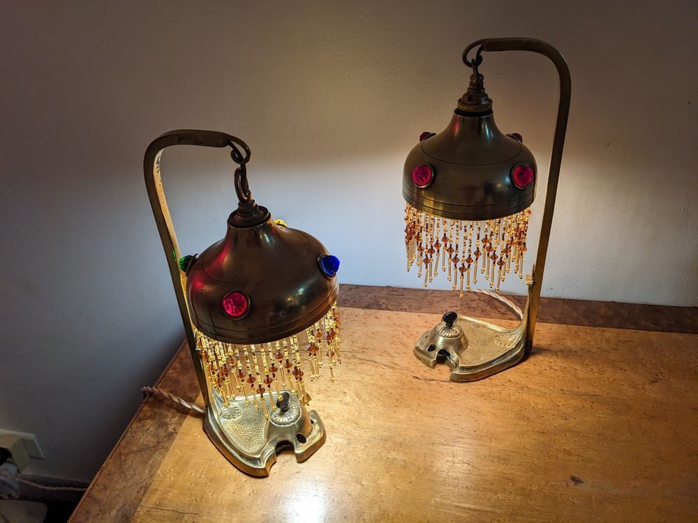 PAIRE DE 2 Tr&egrave;s rares lampes art d&eacute;co &eacute;lectrique 1900 art no Décoration