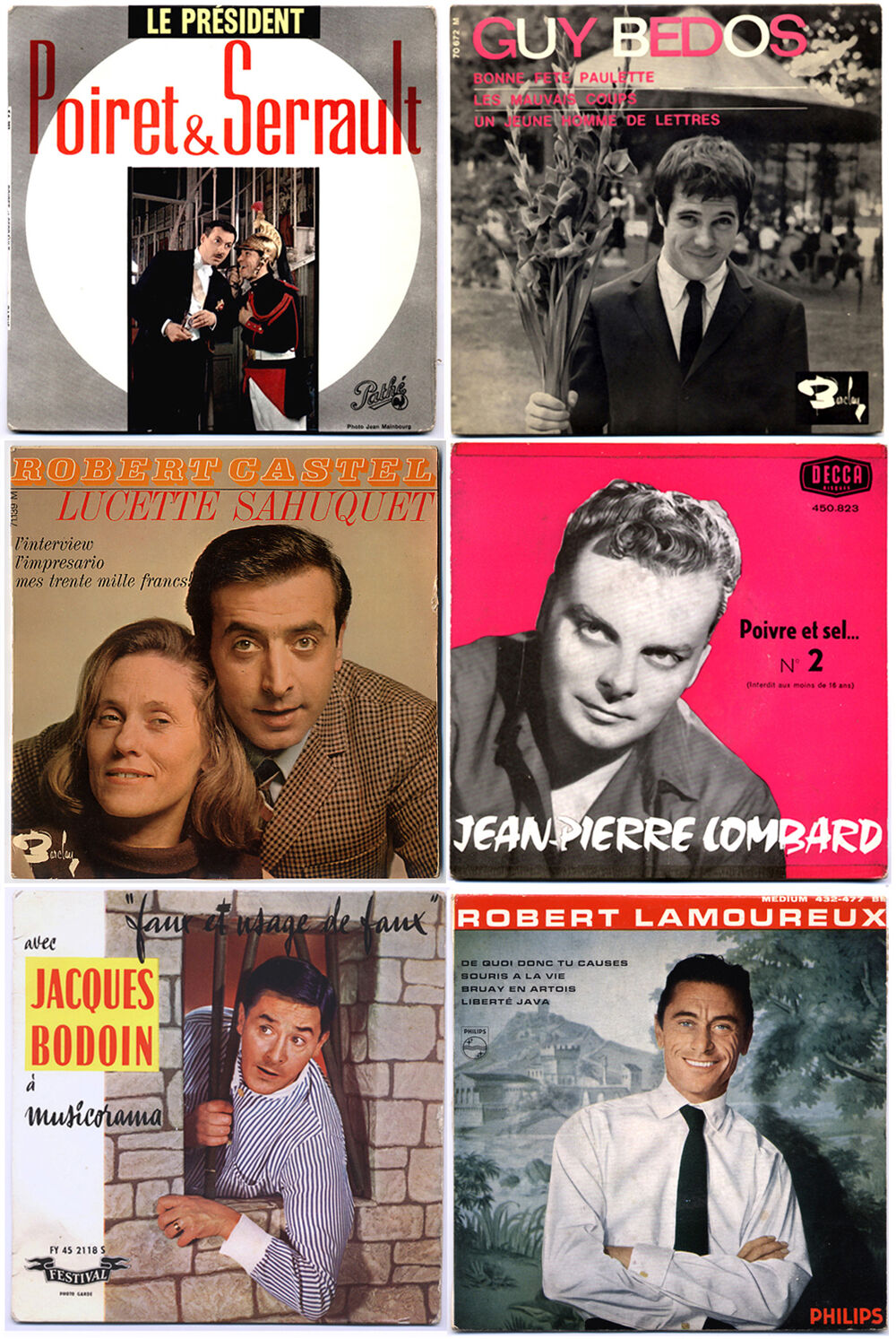 HUMORISTES ann&eacute;es 60 / lot de 6 EP (dont rares) CD et vinyles