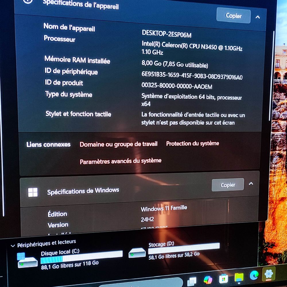 Petit Pc Intel Windows 11 8Go Ssd Nvme M.2 128Go Matériel informatique