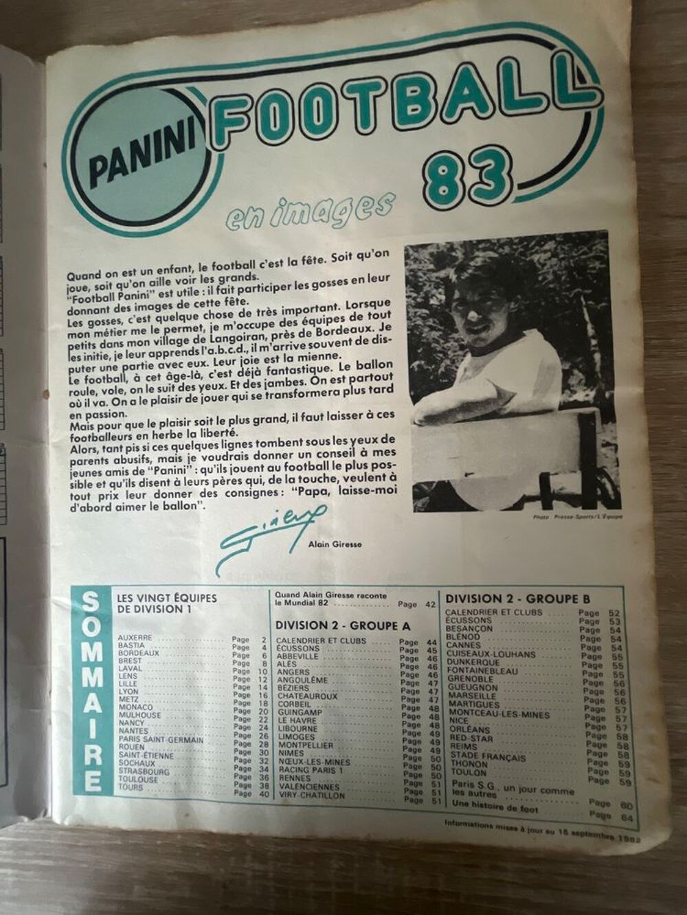 Panini album autocollants football 83 