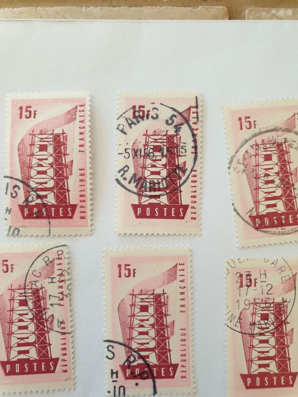 Timbre France Oblit&eacute;r&eacute; 1956 Europa 15 F lot 0.15 euro
