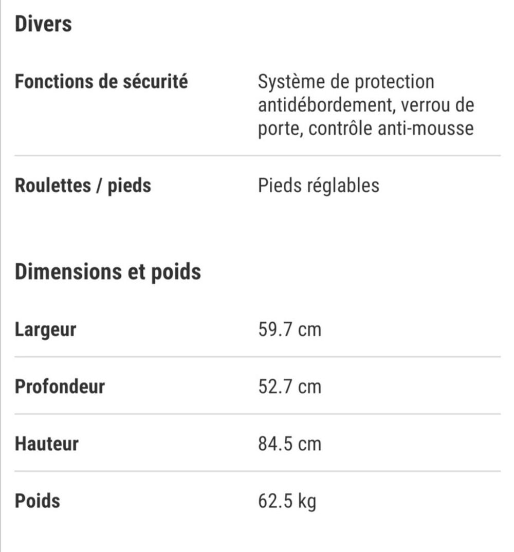 Machine &agrave; laver hublot Oceanic 7kg Electroménager