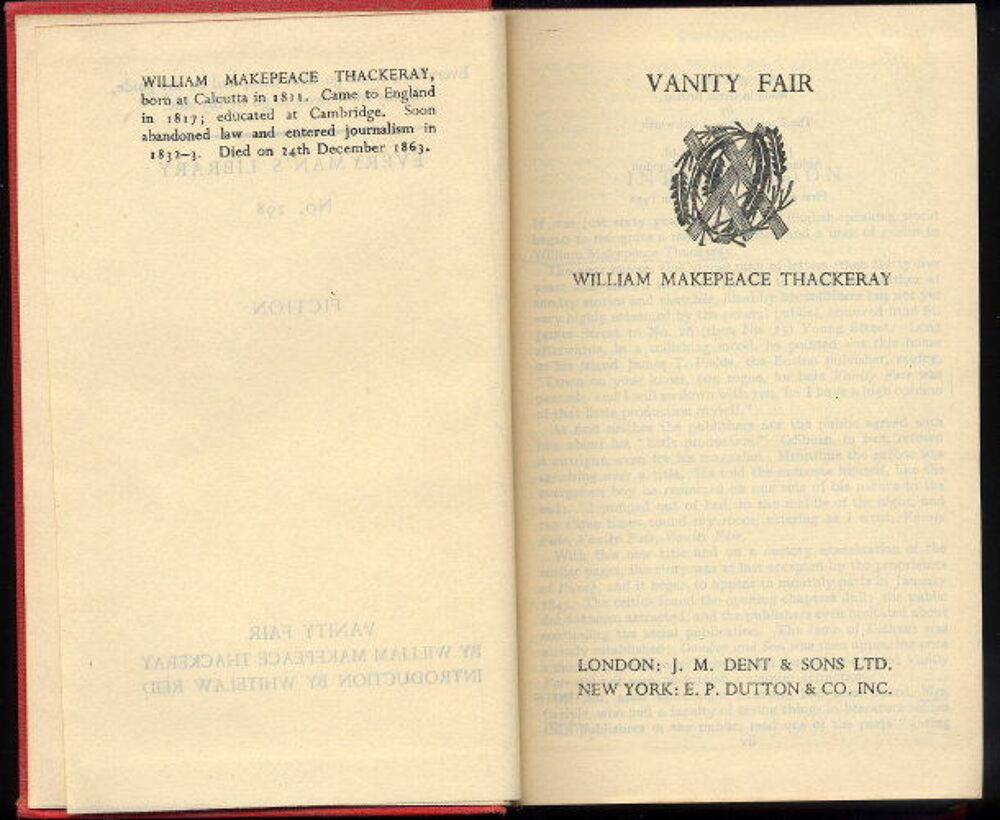 VANITY FAIR
William Makepeace THACKRAY Livres et BD