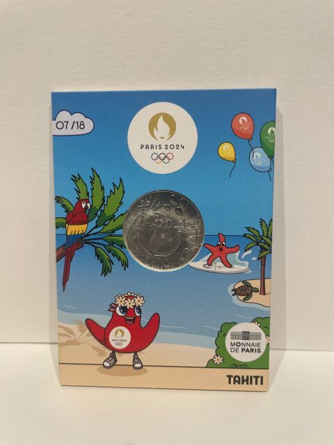 FRANCE COLLECTION JO 2024 10 EUROS ARGENT 2024 Tahiti 7/18 30 Dourdan (91)