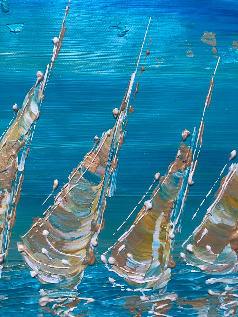 Tableau Voiliers bateaux marine paysage marin Peinture sur toile 50x70 neuf original Dcoration