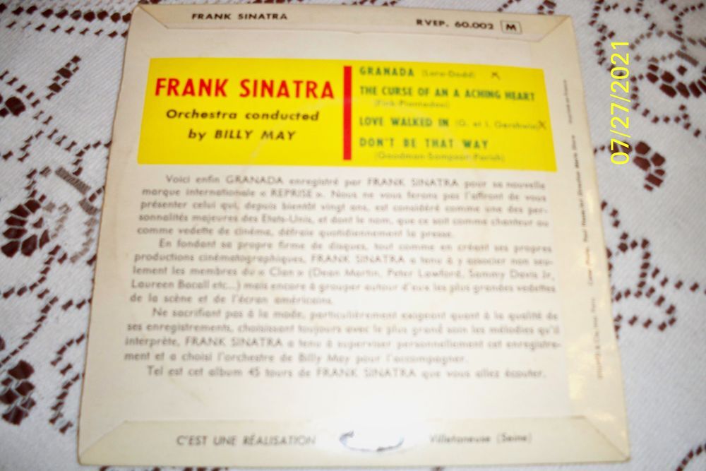 FRANCK SINATRA ET orchestre BILLY MAY 45TOURS Audio et hifi
