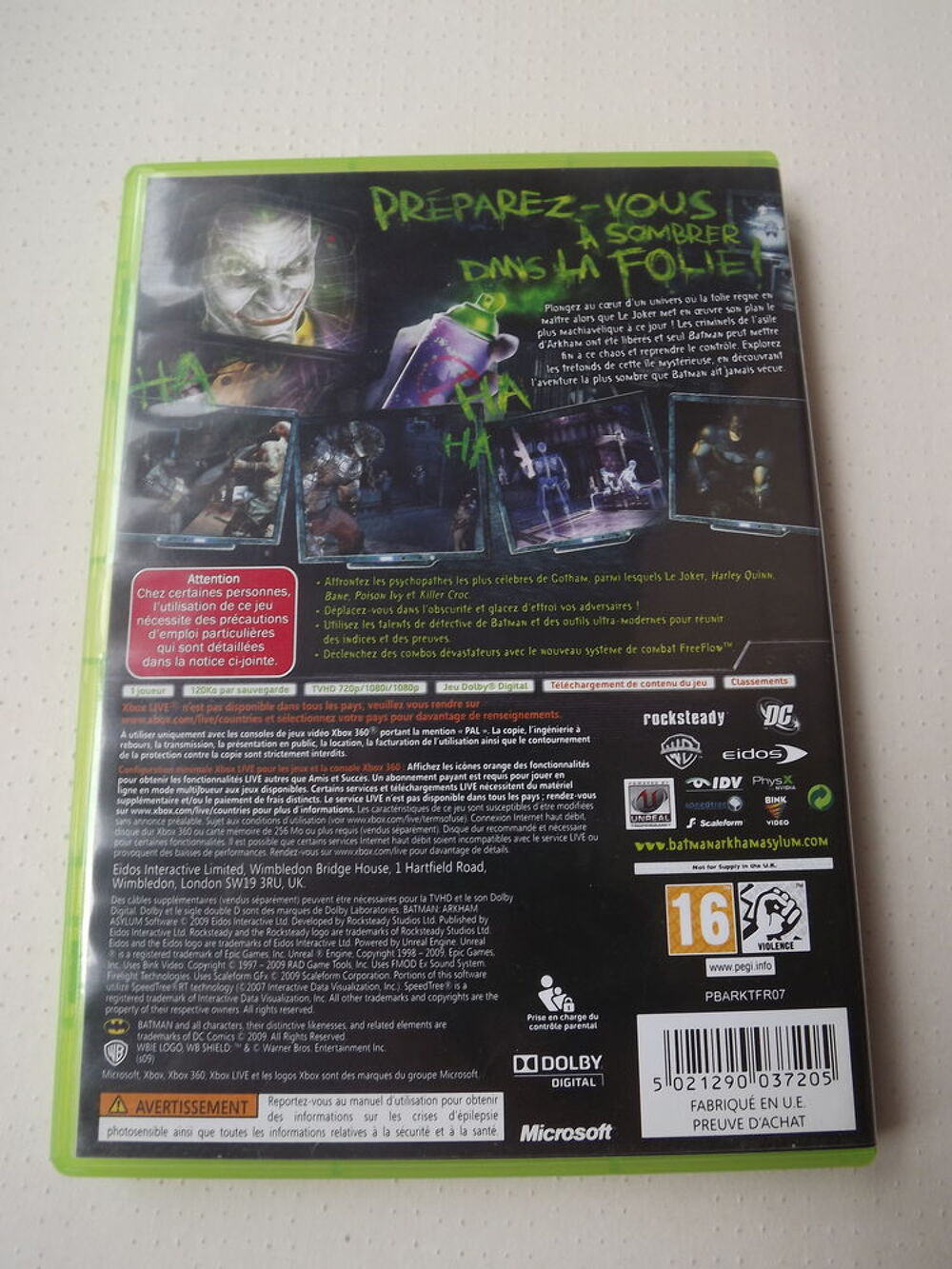 Jeu Xbox 360 Batman Arkham Asylum sans notice Consoles et jeux vidéos
