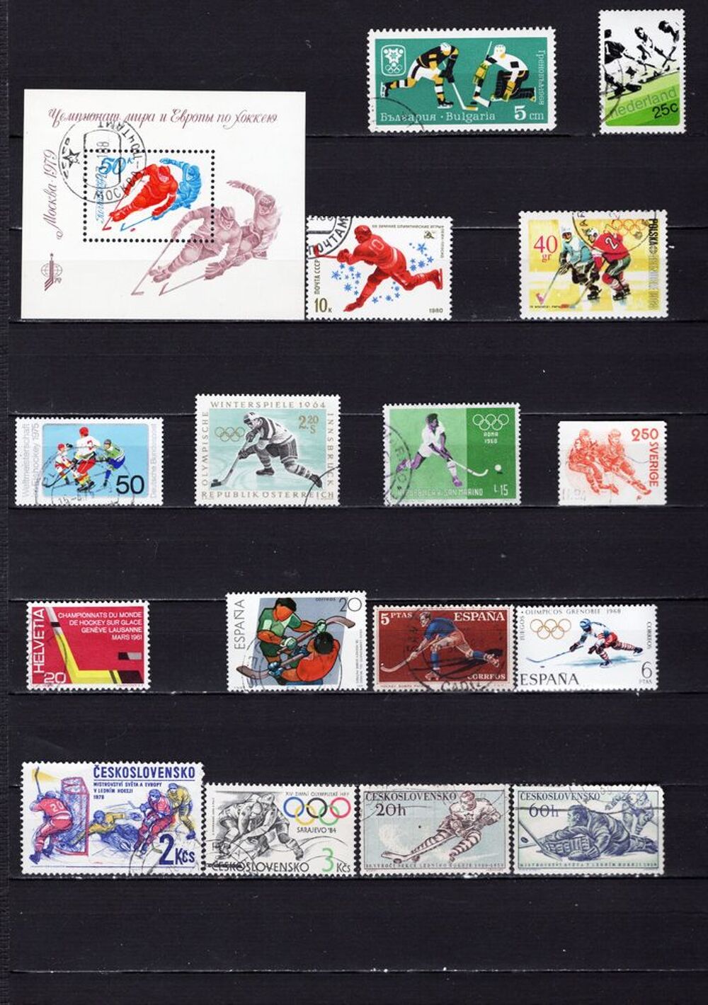 lot de 40 timbres du MONDE sur le HOCKEY 