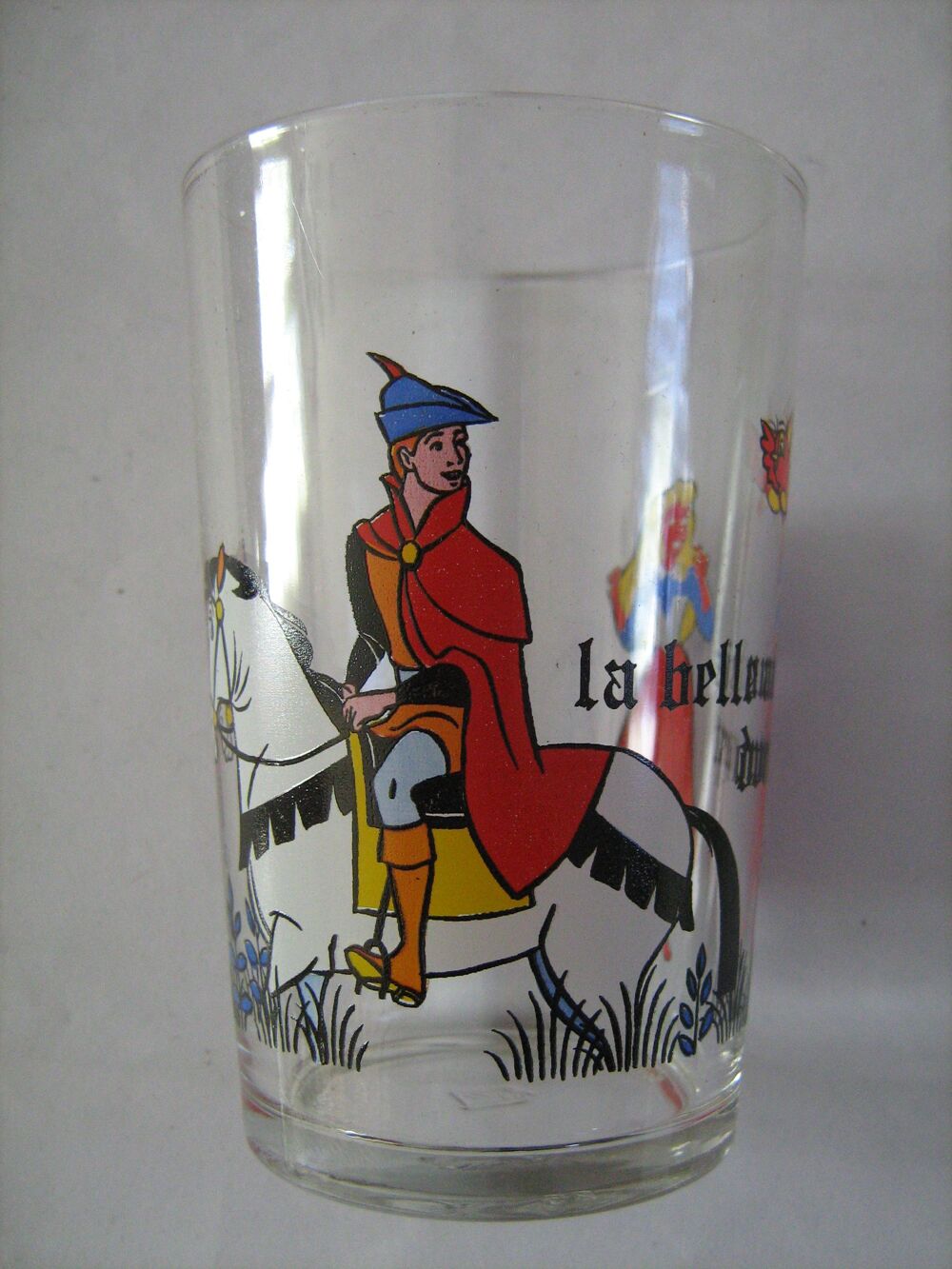 VERRE A MOUTARDE PUBLICITAIRE DECORE BD DYSNEY LA BELLE AU B 