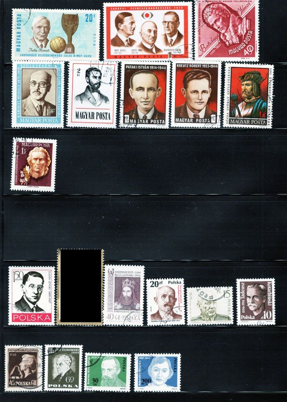 lot de 30 timbres de HONGRIE, de POLOGNE et de ROUMANIE 