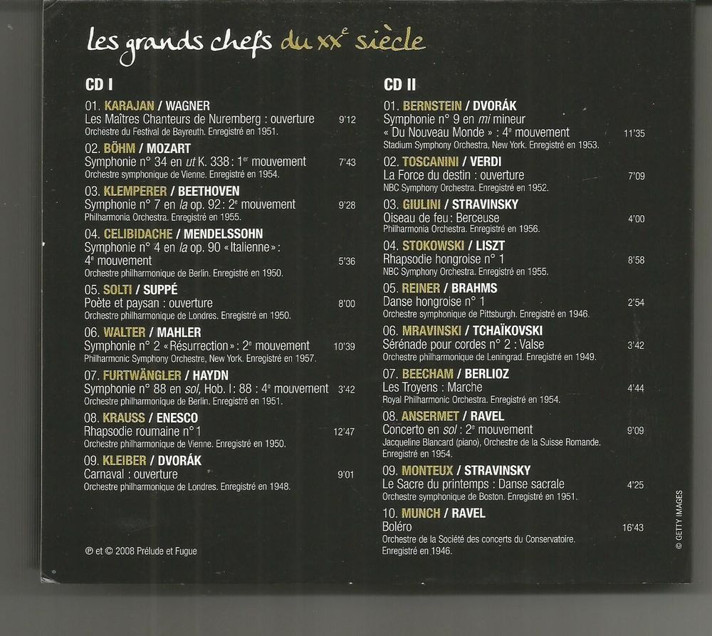 Coffret 2 CD Les grands chefs d'orchestre du XXe si&egrave;cle CD et vinyles