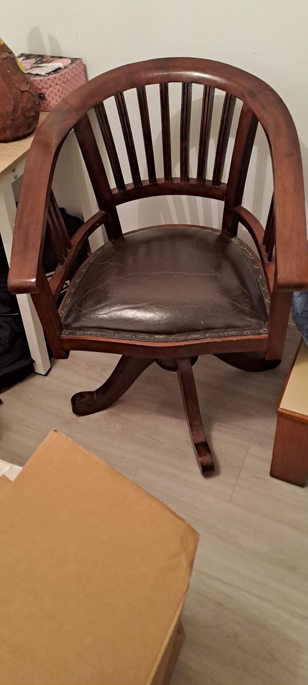 Fauteuil de bureau en bois pivotant (hauteur r&eacute;glable) Meubles