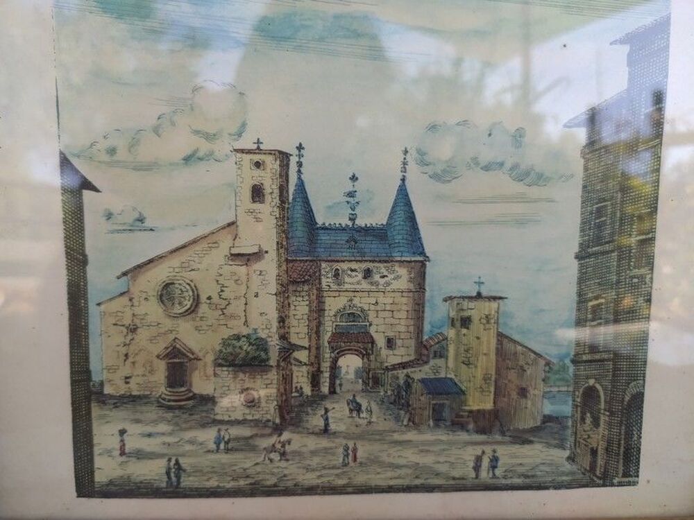 Gravure Vue d'Optique Ch&acirc;teau &agrave; Situer Environs de Marseille 