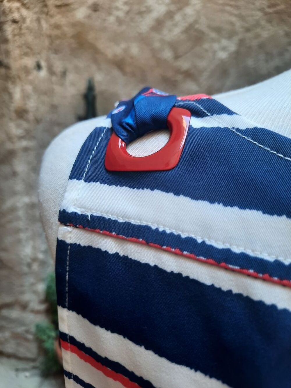 TOP RIVER WOODS RAYE-MARINE-BLANC-ROUGE-R&eacute;f.TOP-008 V�tements