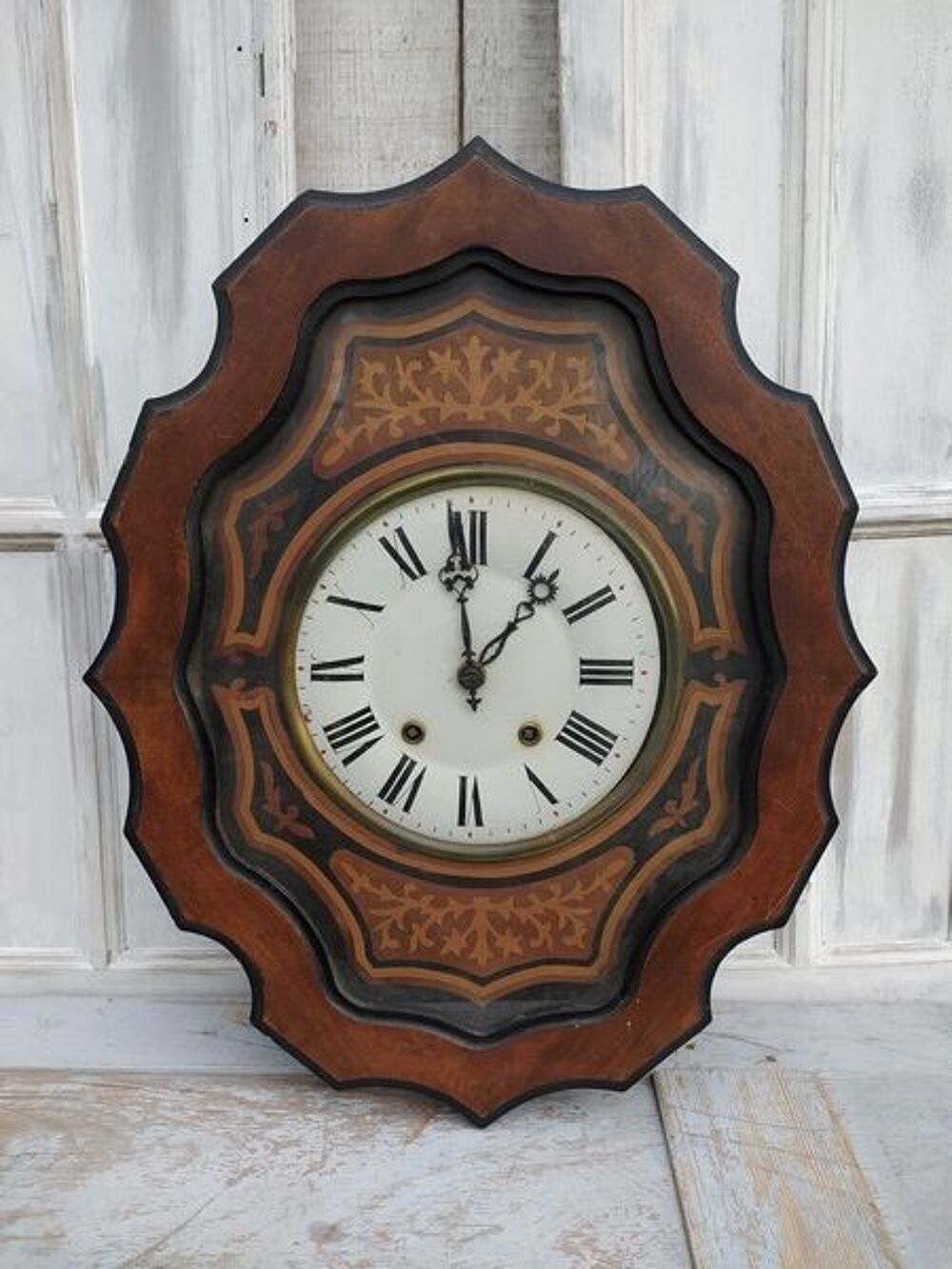 Pendule Oeil de Boeuf Marqueterie &Eacute;poque Napol&eacute;on III 