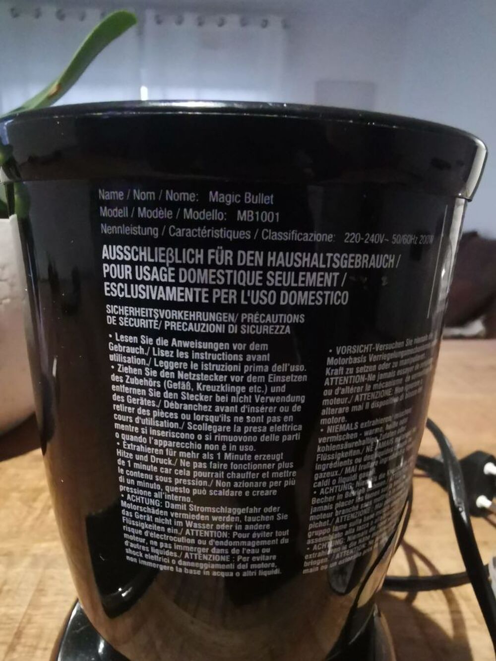 Blender Magic Bullet Noir avec Accessoires Electromnager