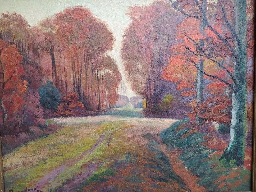  Tableau Paysage Clairi&egrave;re Sign&eacute; Pouzadoux 1957 Décoration