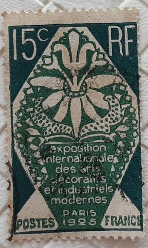 timbre exposition interna des arts décoratifs PARIS 1925 15c 1 Pontoise (95)