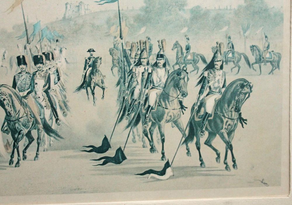 ANCIEN GRAVURE ESTAMPE MILITAIRIA CARABINIERS CUIRASSIER Décoration