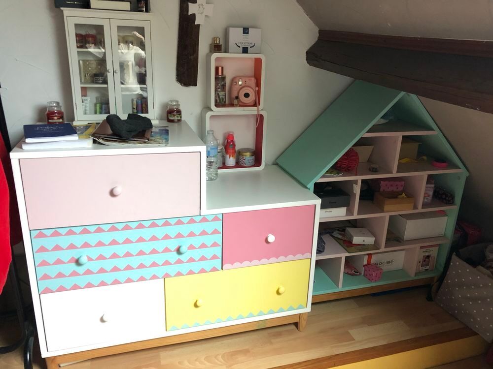 Chambre fille MAISON DU MONDE 2 meubles lit et matelas IMPEC Meubles