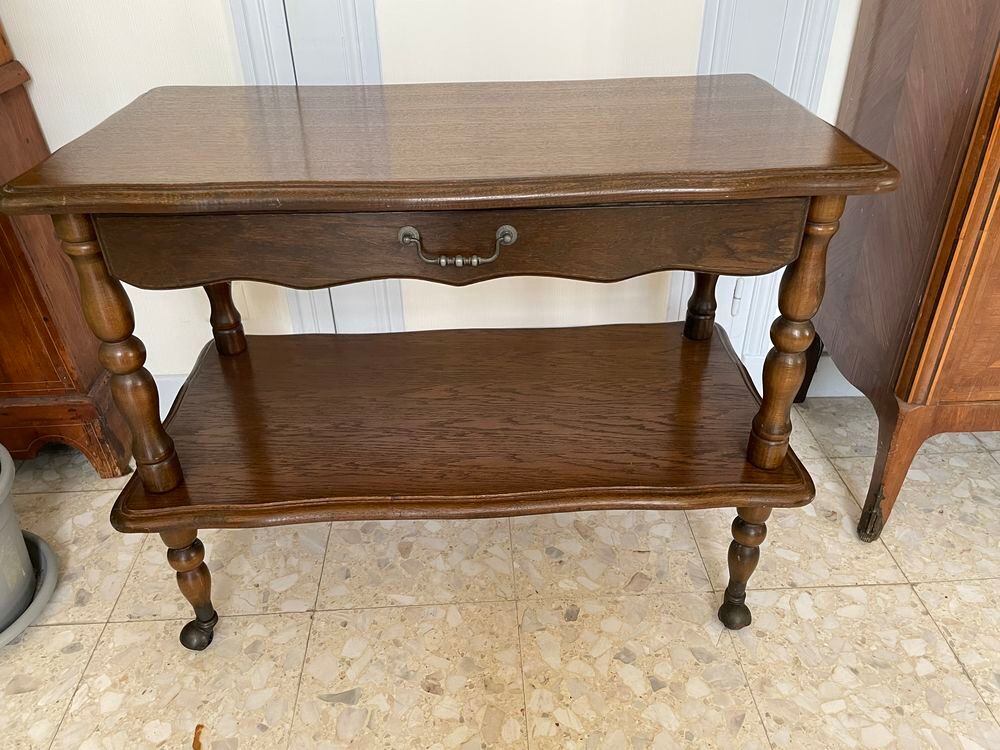 Table desserte en bois &agrave; roulettes avec tiroir Meubles