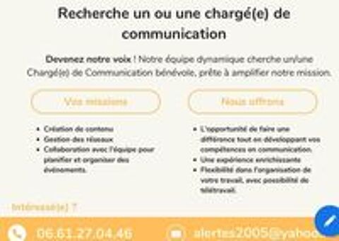  ALERTE-SOS RECHERCHE  BNVOLE POUR COMUNICATION 