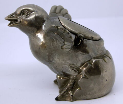 Tirelire ART DECO métal chromé poussin 80 Issy-les-Moulineaux (92)