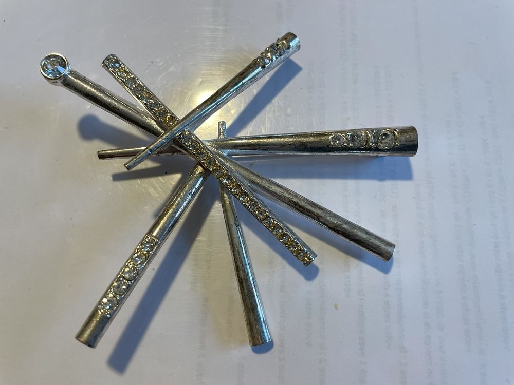 Broche barrettes argent&eacute; strass ANTIGONA Bijoux et montres