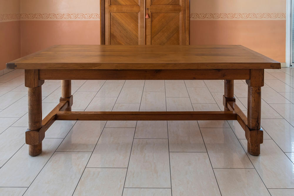 Table de ferme en ch&ecirc;ne massif avec 2 grands tiroirs Meubles