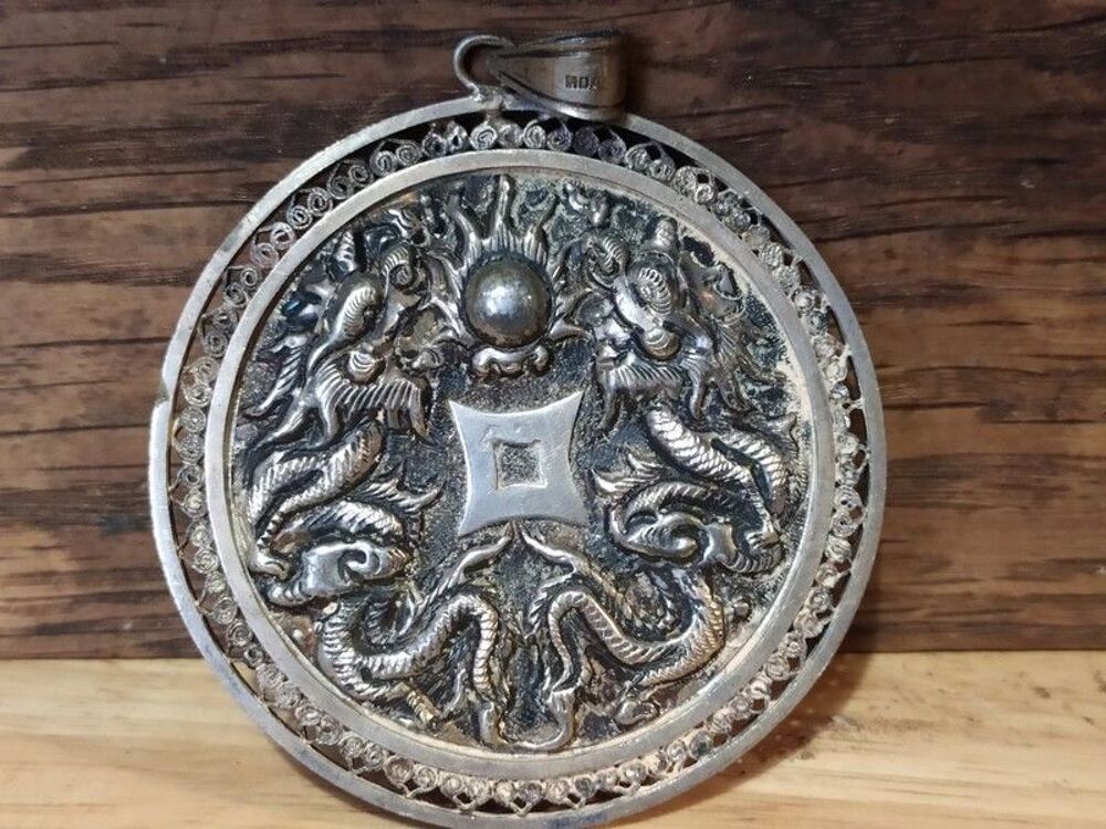 M&eacute;daille Dragons Argent Indochine Chine 