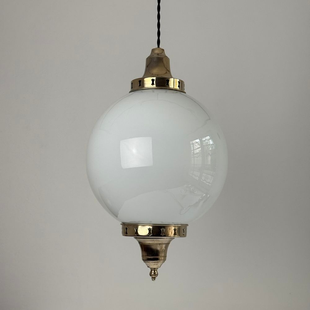 Ancienne SUSPENSION EN OPALINE 23 CM XL vintage Décoration