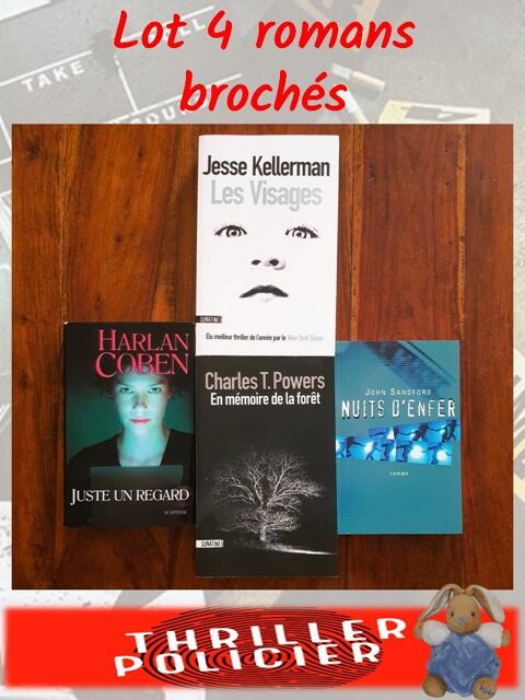 Thriller, Suspens, policier, polar - Lot 4 romans brochés Bondoufle (91)