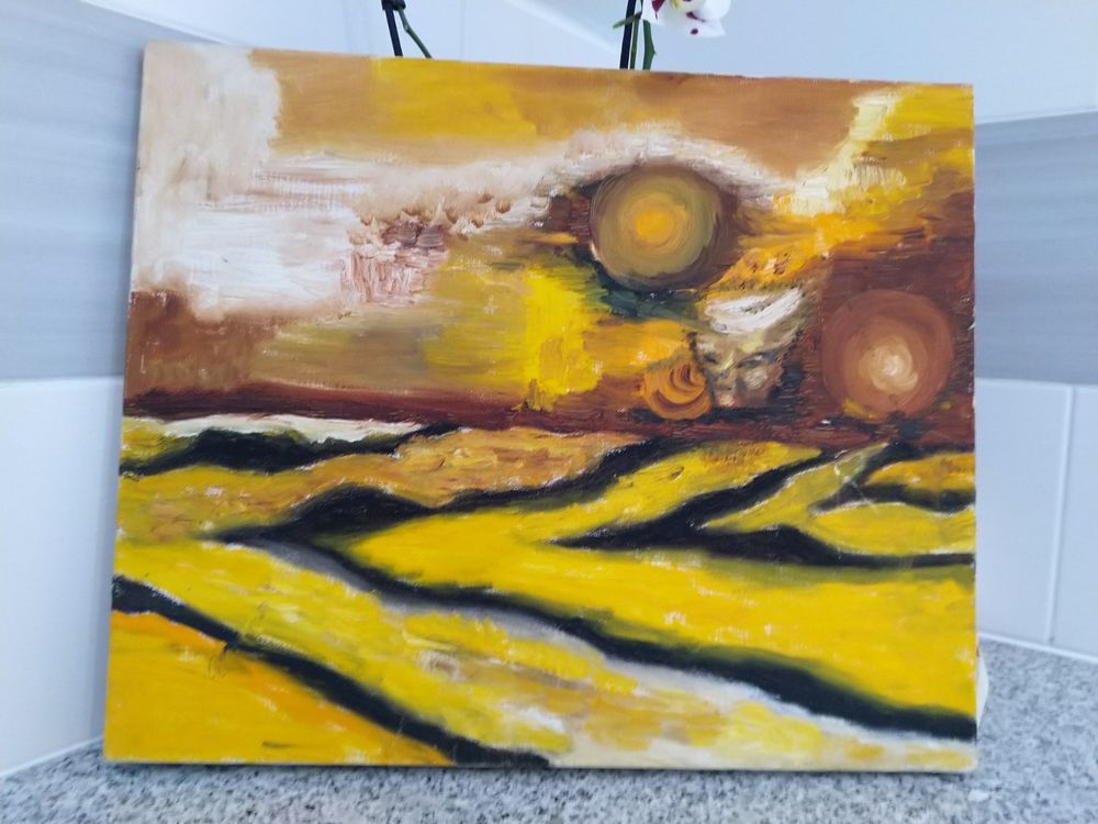 Peinture &agrave; l'huile abstraite "Coucher de soleil" Décoration