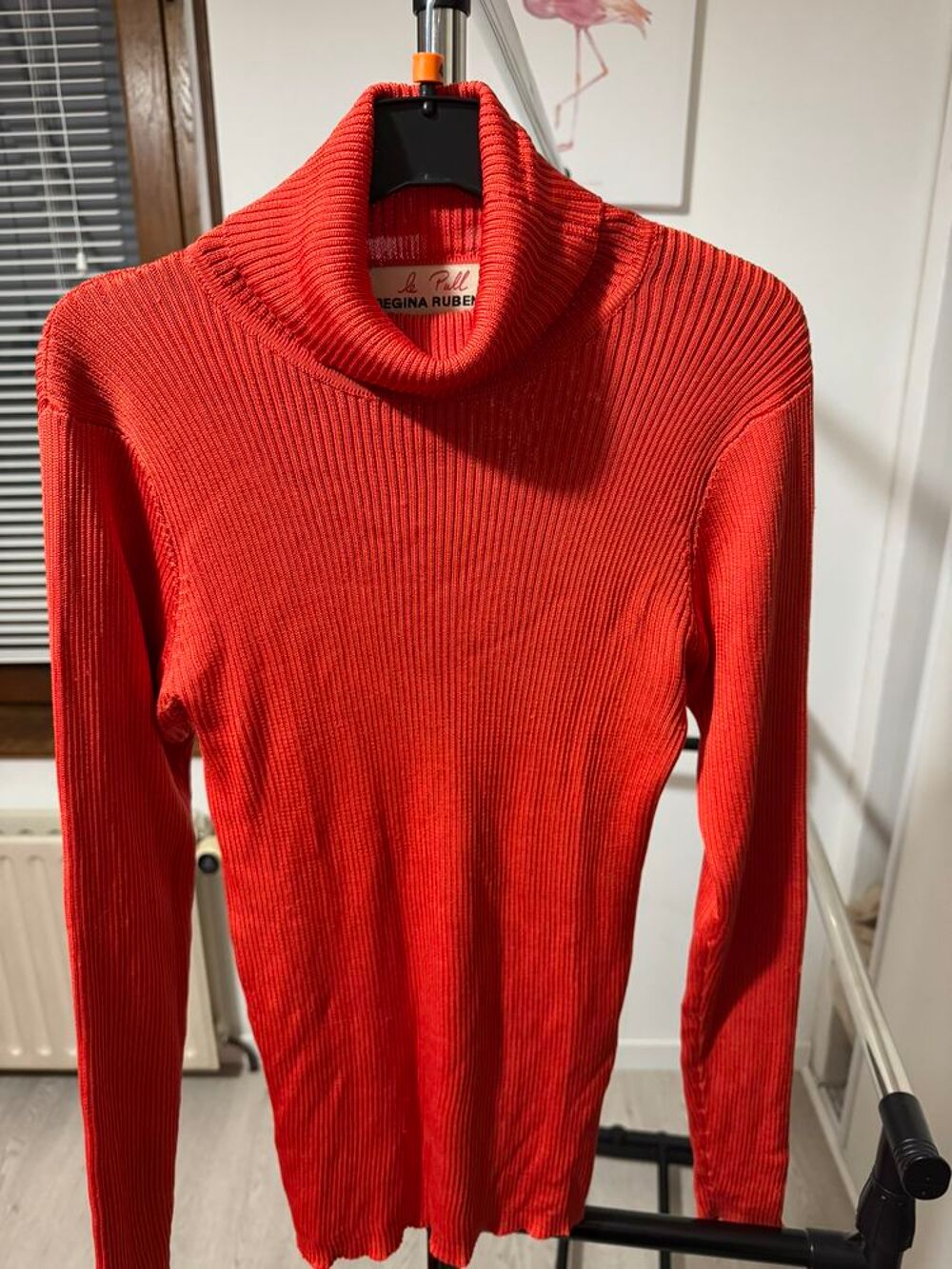 ? Pull Col Roul&eacute; Regina Rubens ? 100% Soie ? Rouge Vif Vêtements