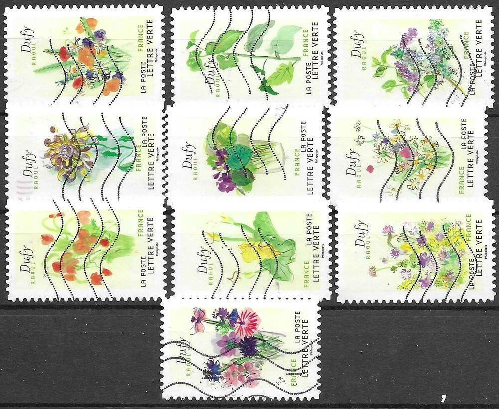 lot de 10 timbres adhesifs de 2024 