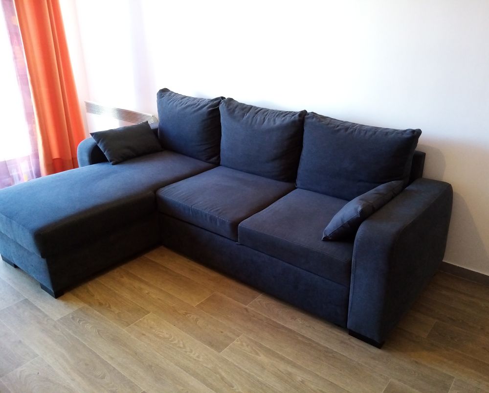 Canap&eacute; d'angle convertible,m&eacute;ridienne r&eacute;versible, tissu gris Meubles
