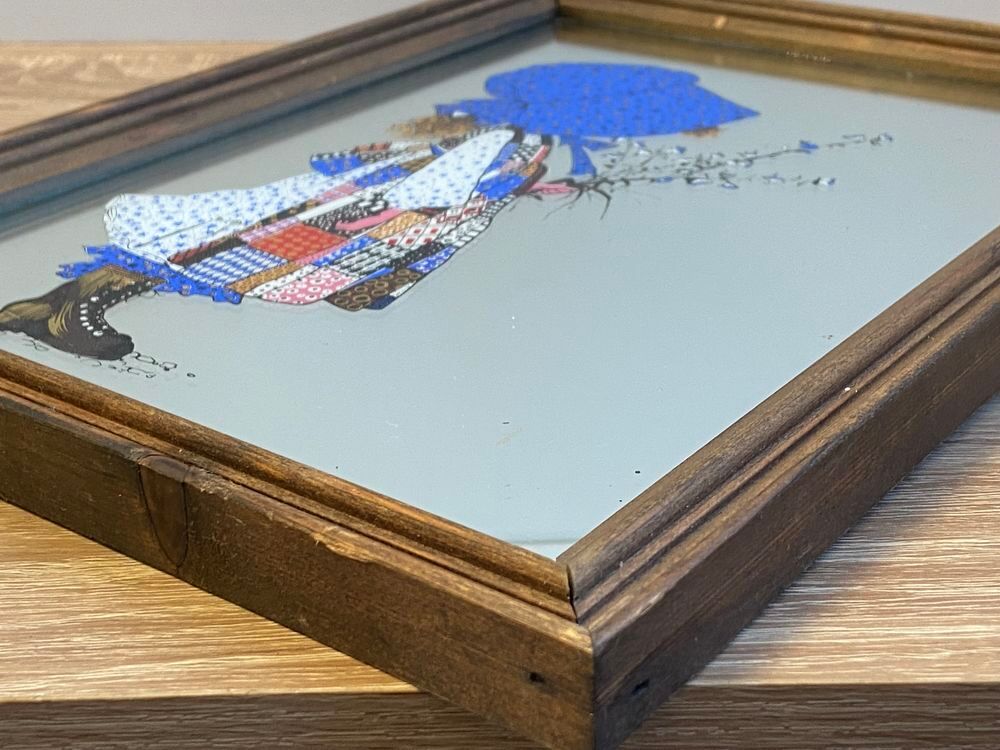 Ancien Cadre Miroir Vintage Sarah Kay Holly Hobbie 1970 Décoration