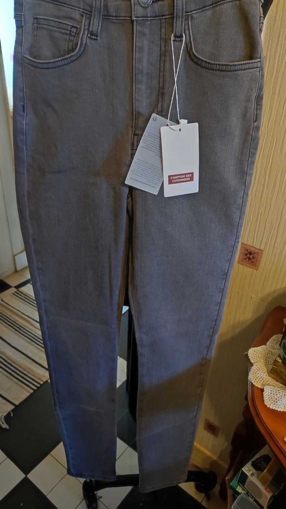 Pantalon jean gris Comptoir des Cotonniers T36 Vêtements