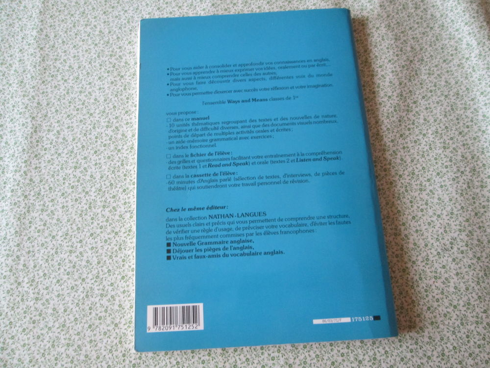 Livre scolaire anglais 1ere Ways and Means Livres et BD